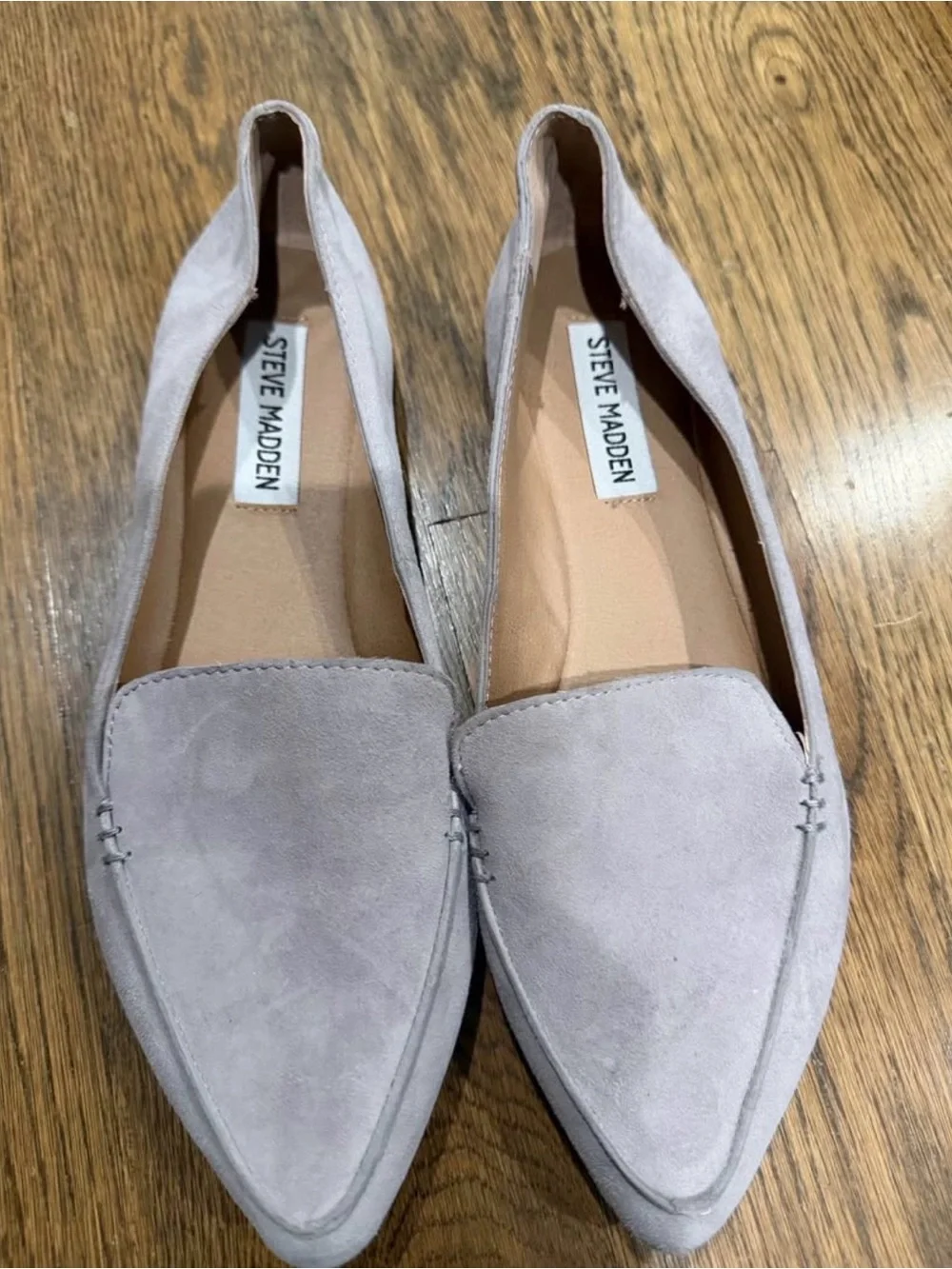 Steve Madden Light Gray Pointed Suede Loafers